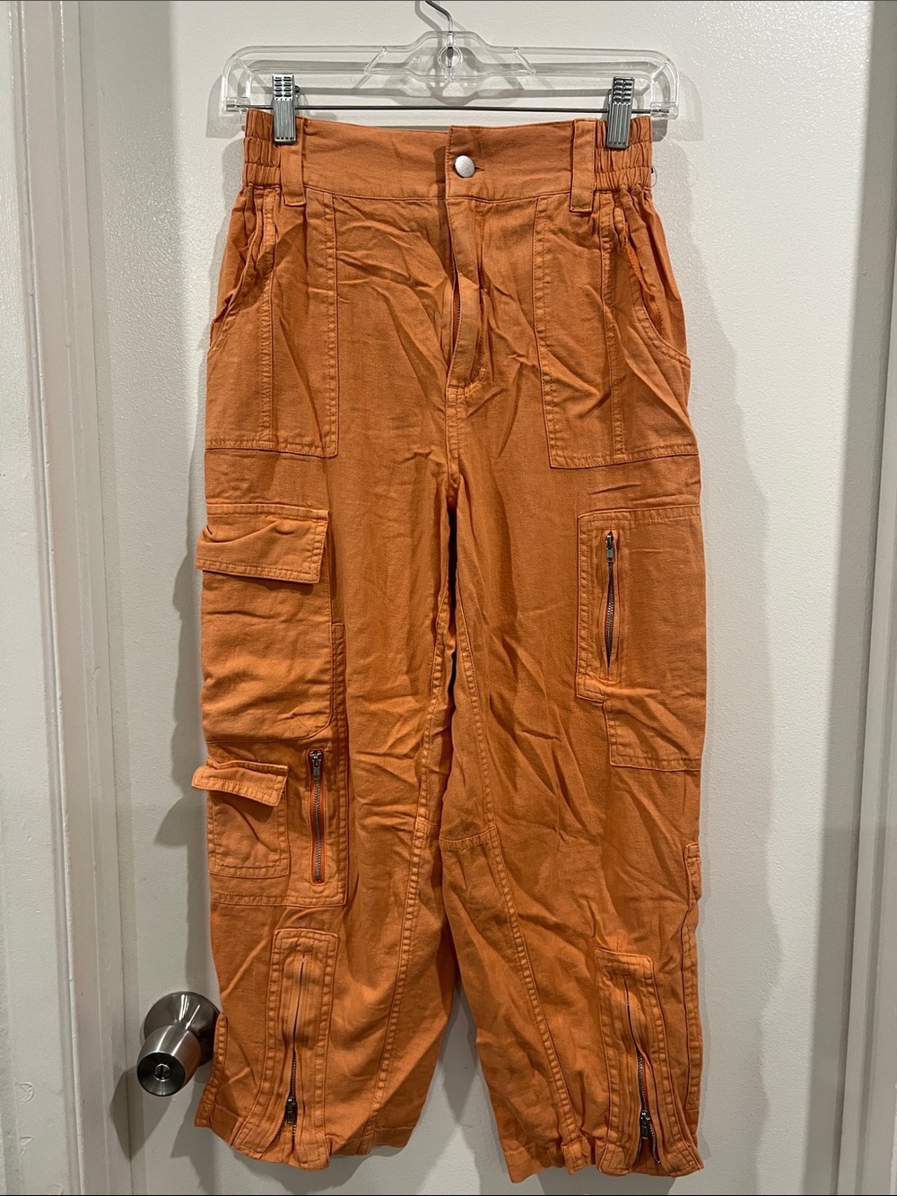 Urban Outfitters Orange Linen Cargo Pants Size  XS